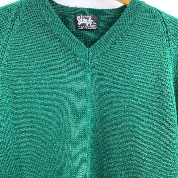 Richard Stapf Men's 100% Australian Wool V-Neck Long Sleeve Sweater Size L - Picture 4 of 9